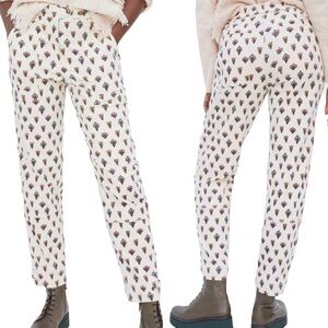 Women’s Anthropologie fleurette printed corduroy pants | straight leg | size 12